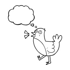 thought bubble cartoon bird