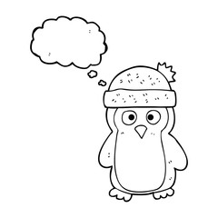 thought bubble cartoon penguin