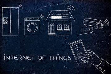 smart home objects controlled by smartphone, Internet of things