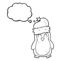 thought bubble cartoon penguin