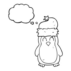 thought bubble cartoon christmas robin