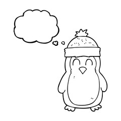 thought bubble cartoon penguin