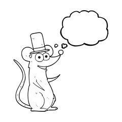 thought bubble cartoon mouse in top hat