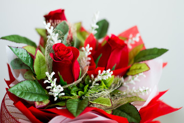 bouquet of roses on white background