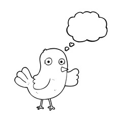 thought bubble cartoon bird