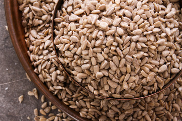 hulled sunflower seeds in dish