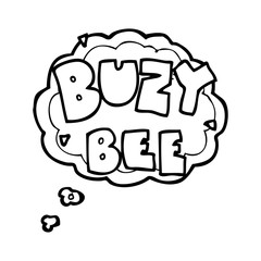 thought bubble cartoon buzy bee text symbol