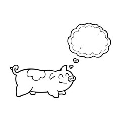 thought bubble cartoon pig
