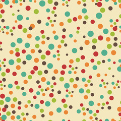 Seamless pattern with retro color pastel cute dots. Repeat texture background, vector.