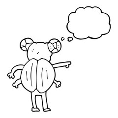 thought bubble cartoon pointing insect