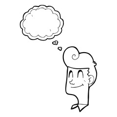 thought bubble cartoon smiling man