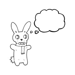 thought bubble cartoon spooky skull rabbit