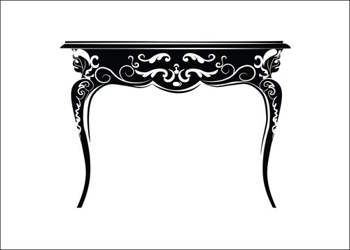 Classic royal ornament table furniture. Vector