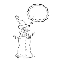 thought bubble cartoon snowman