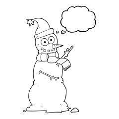 thought bubble cartoon snowman