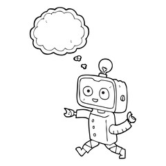 thought bubble cartoon little robot