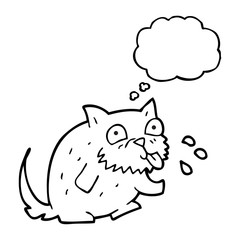 thought bubble cartoon cat blowing raspberry