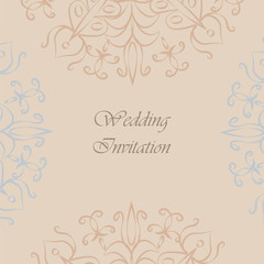 Vintage Invitation with floral ornaments in beige. Vector