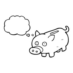 thought bubble cartoon piggy bank