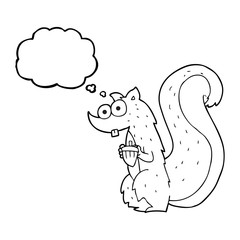 thought bubble cartoon squirrel with nut