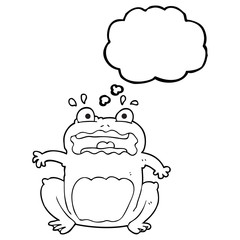 thought bubble cartoon funny frightened frog