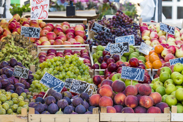 Green and red apples in local market in Copenhagen,Denmark.