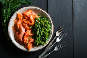 salmon and Chuka, sea snacks