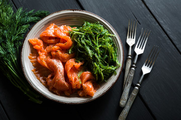 salmon and Chuka, sea snacks