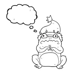 thought bubble cartoon frog in christmas hat