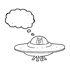 thought bubble cartoon flying saucer