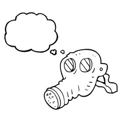 thought bubble cartoon gas mask