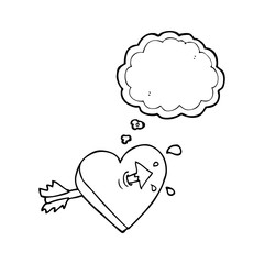 thought bubble cartoon arrow through heart thought bubble cartoo