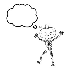thought bubble cartoon dancing skeleton