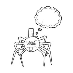 thought bubble cartoon halloween spider in top hat