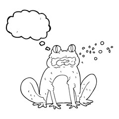 thought bubble cartoon burping frog