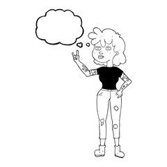 thought bubble cartoon rocker girl