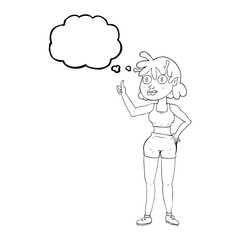 thought bubble cartoon alien gym girl