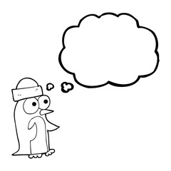 thought bubble cartoon penguin