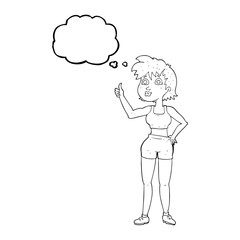 thought bubble cartoon happy gym woman