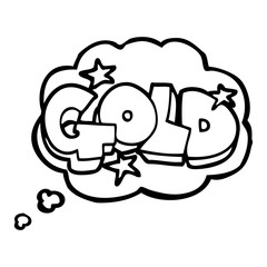 thought bubble cartoon word gold