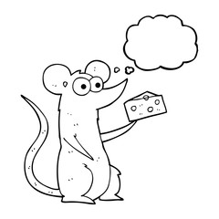 thought bubble cartoon mouse with cheese