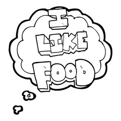 thought bubble cartoon i like food symbol
