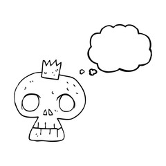 thought bubble cartoon skull with crown