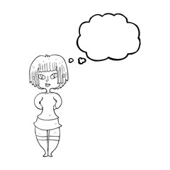 thought bubble cartoon happy woman