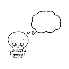 thought bubble cartoon scary skull