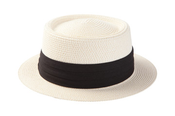 Summer panama straw hat isolated on white background