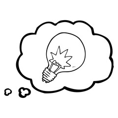 thought bubble cartoon light bulb