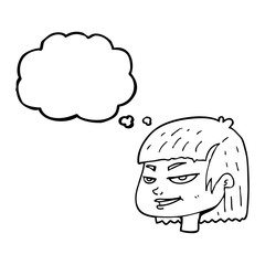 thought bubble cartoon mean looking girl