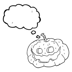 thought bubble cartoon halloween pumpkin