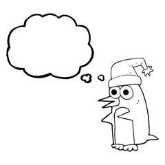 thought bubble cartoon christmas penguin